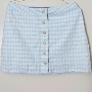 Sunday Beat Gingham Skirt/Designer/Blue/White/Sz S/Mini/NWOT